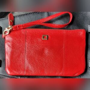 Lodis red leather  wristlet